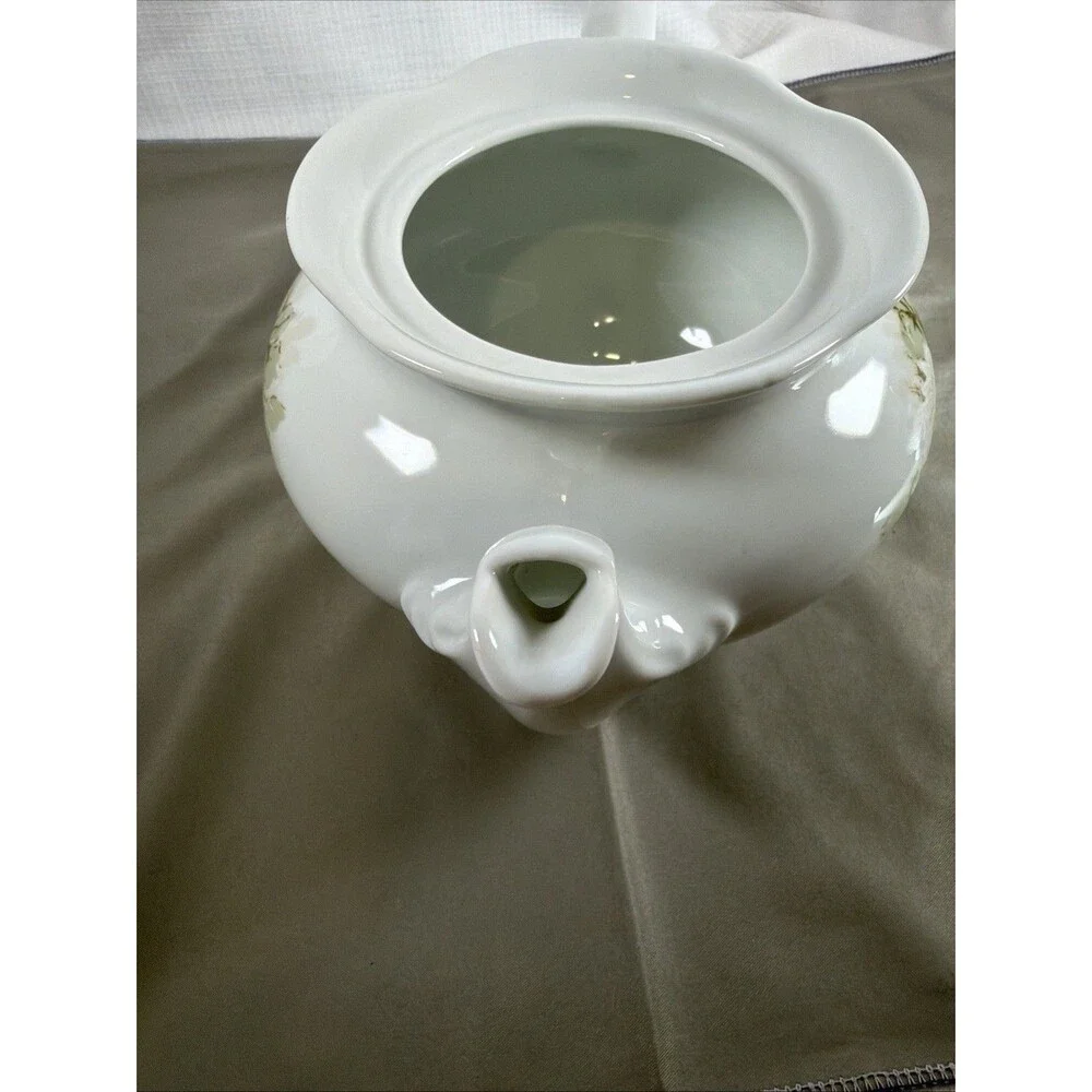 Vintage Porcelana Schmidt Yellow Rose Teapot with Lid - Wide Rounded Body